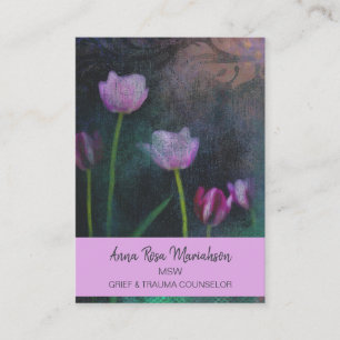 Carte De Visite *~* Tulipe gris rose lavande Vintage Grunge Shabby