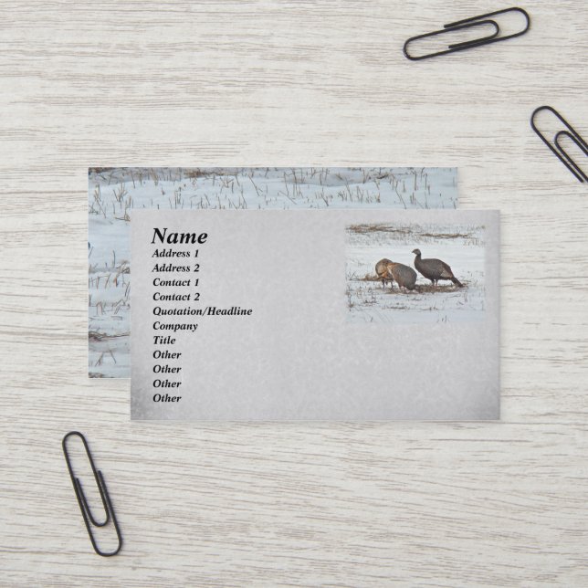 Carte De Visite Turquie sauvage en terrain neigeux (Devant/Arrière en situation)