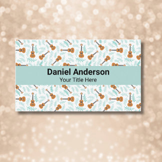 Carte De Visite Turquois Ukulele Business Card Guitar and Uke