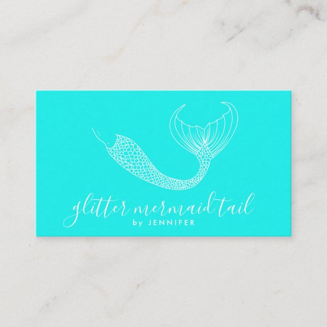 Carte De Visite Turquoise Aqua Blue Green Tail Mermaid (Devant)