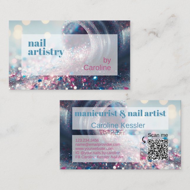 Carte De Visite Turquoise Aqua Blue Hot rose Parties scintillant o (Devant / Derrière)