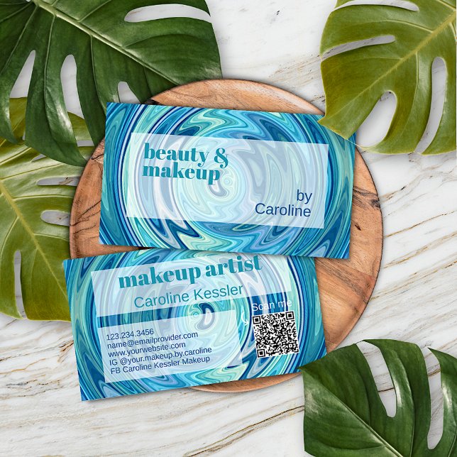 Carte De Visite Turquoise Aqua Blue Jade Green Motif d'art Abstrai (Créateur téléchargé)