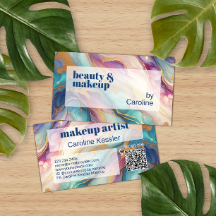 Carte De Visite Turquoise Aqua Blue violet rose or marbre Motif