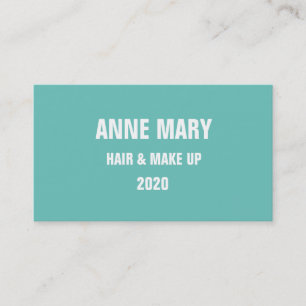 Carte De Visite Turquoise Bleu Blanc cheveux et maquiller élégan