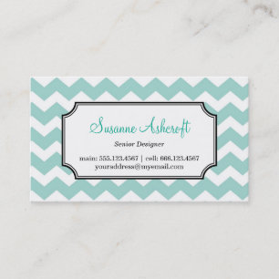 Carte De Visite Turquoise bleu chevron zigzag motif élégant person