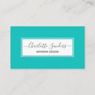 carte de visite turquoise bleu et blanc