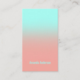 Carte De Visite Turquoise Bleu Rose Corail Rayures Blanches