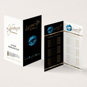 Carte De Visite Turquoise Blue et Gold Lip Prix et liste de servic