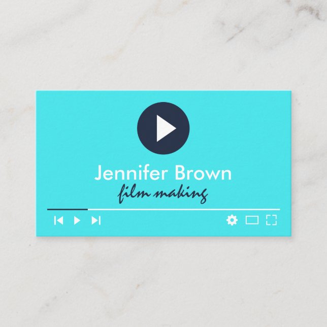 Carte De Visite Turquoise Blue Film Production Éditeur vidéo (Devant)