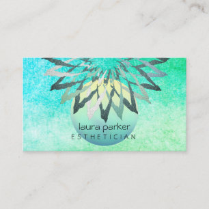 Carte De Visite Turquoise Blue Lotus Fleur Beauticier Cosmetologue