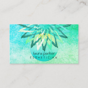 Carte De Visite Turquoise Blue Lotus Fleur Beauticier Cosmetologue