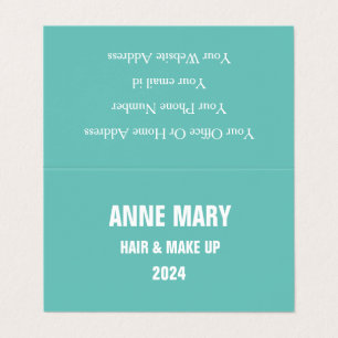 Carte De Visite Turquoise Blue White Hair Salon Maquillage moderne