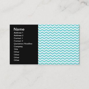 Carte De Visite Turquoise Clair et Motif Zigzag en Chevron Blanc