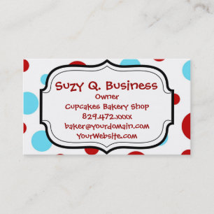 Carte De Visite Turquoise clair Turquoise Rouge Blanc Pois Motif