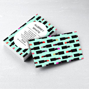 Carte De Visite Turquoise Coloré Lux Lipstick Motif maquillage Art