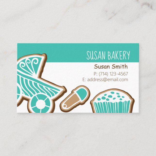 Carte de visite Turquoise Cuisine biscuit (Devant)