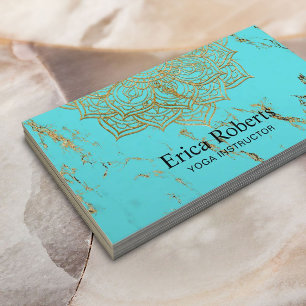 Carte De Visite Turquoise de mandala de Lotus d'or d'instructeur