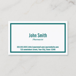 Carte de visite Turquoise de pharmacien à la fron