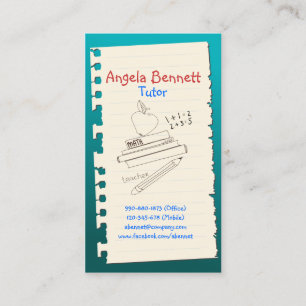 Carte de visite Turquoise Doodle Tutor d'une page