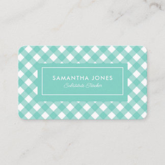 Carte De Visite Turquoise En vichy Plaid Substitut Enseignant Coor