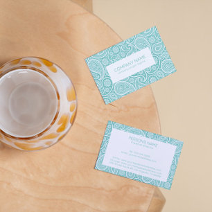 Carte De Visite Turquoise et blanc vintage paisley motif