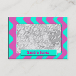 Carte De Visite Turquoise et cadre rose de photo