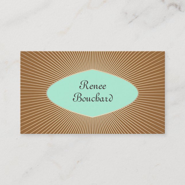 Carte De Visite Turquoise et Gold Sunburst Retro Fashion Boutique (Devant)