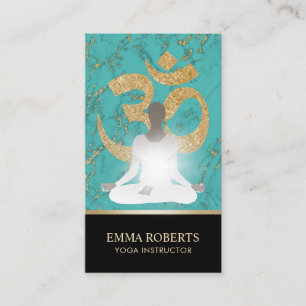 Carte De Visite Turquoise et or de Namaste d'instructeur de yoga