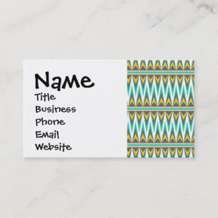 Carte De Visite Turquoise et or Tribal Arrowhead Zigzags Design
