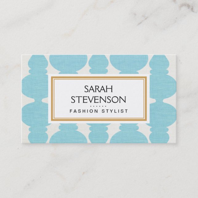Carte De Visite Turquoise FAUX Linen Fashion Boutique et Salon (Devant)