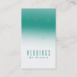 Carte De Visite Turquoise & Gold Splatter Moderne Glam Chic Glamor