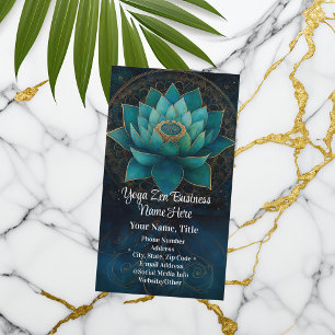 Carte De Visite Turquoise Lotus Fleur Élégant Zen Yoga Spa Santé