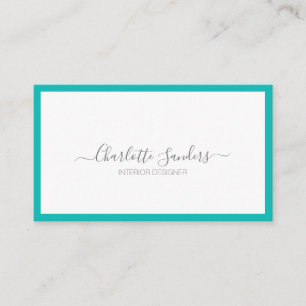 Carte De Visite Turquoise luxe minimum chic typographie moderne
