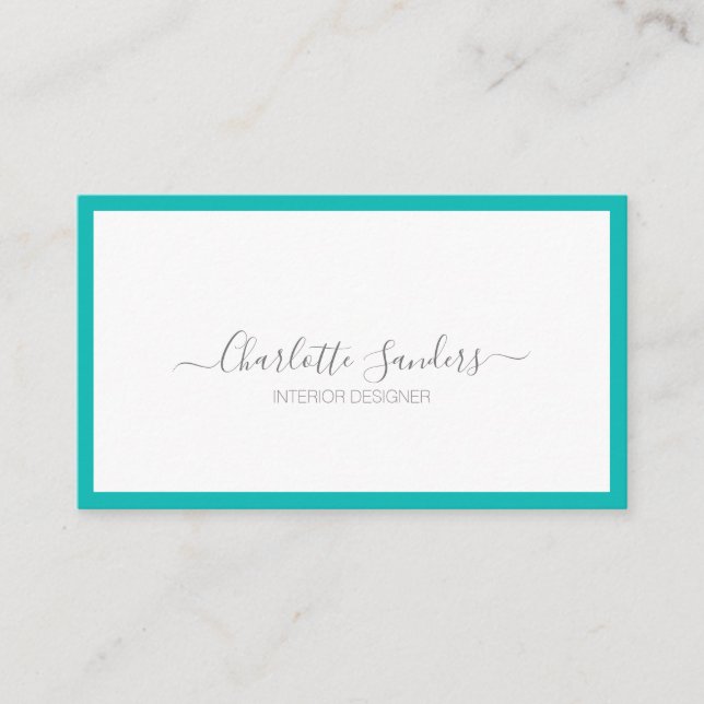 Carte De Visite Turquoise luxe minimum chic typographie moderne (Devant)