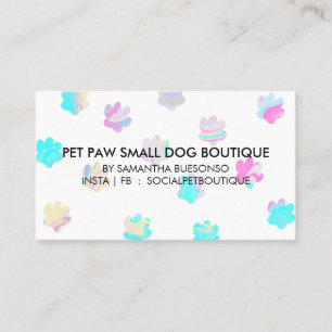 Carte De Visite Turquoise pattes roses pensionnaires chiens toilet
