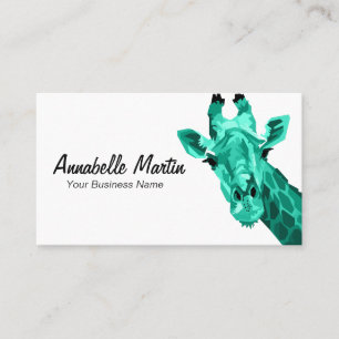 Carte de visite turquoise Pop Art Giraffe