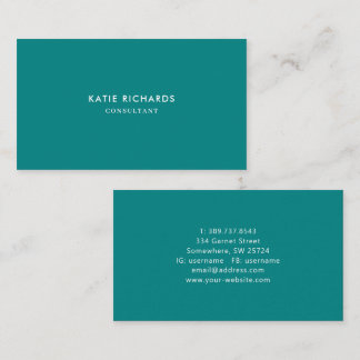 Carte de visite Turquoise professionnel minimalist