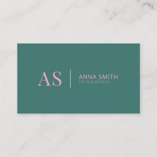 Carte De Visite Turquoise rose élégant Monogramme moderne