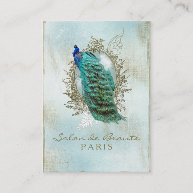 Carte De Visite Turquoise Shabby Peacock (Devant)