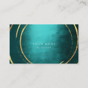 Carte De Visite Turquoise Tropical géométrique Golden Foil Circles