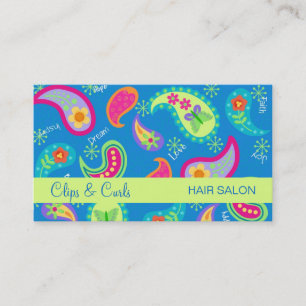 Carte De Visite Turquoise Turquoise bleu moderne Motif Paisley