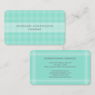 Carte De Visite Turquoise Turquoise Plaid Simple Stripe Moderne Él