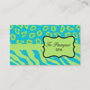 Carte De Visite Turquoise Turquoise & Vert Zèbre & Cheetah Skin pe