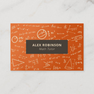 Carte de visite tuteur en mathématiques orange et 