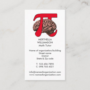 Carte De Visite TUTEUR MATH Pi Brain Mathématiques