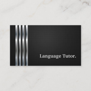 Carte De Visite Tutor de langue étrangère professionnel Black Silv