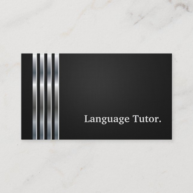 Carte De Visite Tutor de langue étrangère professionnel Black Silv (Devant)