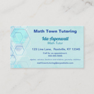 Carte De Visite Tutor en mathématiques géométriques bleues