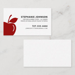 Carte De Visite Tutor Enseignant Ruby Red Apple Logo Black Text