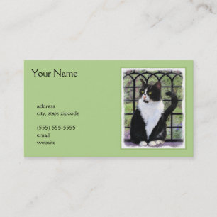Carte De Visite Tuxedo Chat dans la peinture de fenêtre Art animal